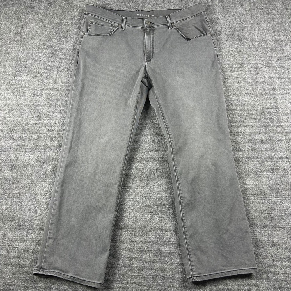 Mott & Bow Jeans Mens 38x30 Gray Straight Leg Denim Casual Pants Premium
